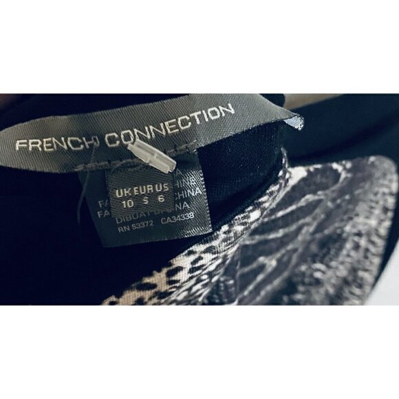 French Connection Lula Shirt Dress Womens 6 Animal Print Long Sleeve Stretch - Picture 7 of 9